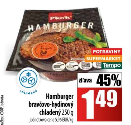 Hamburger bravčovo-hydinový chladený 250 g