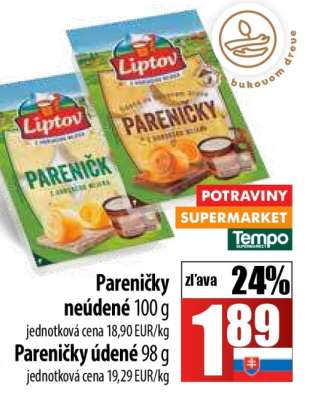 Pareničky neúdené, údené
