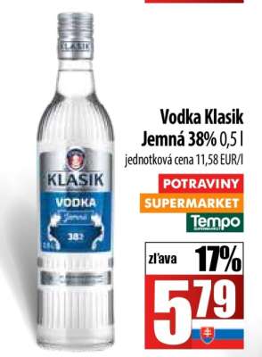 Vodka Klasik Jemná 38% 0,5 l