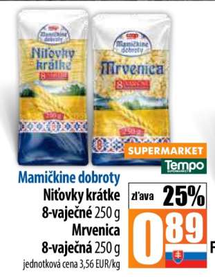 Mamičkine dobroty Niťovky krátke 8-vaječné 250 g Mrvenica 8-vaječná 250 g
