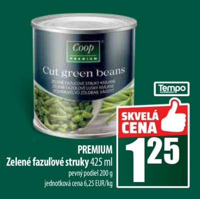 PREMIUM Zelené fazuľové struky 425 ml