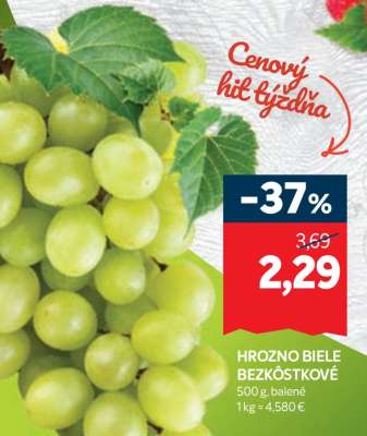 HROZNO BIELE BEZKÔSTKOVÉ