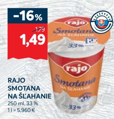 Rajo smotana na šľahanie