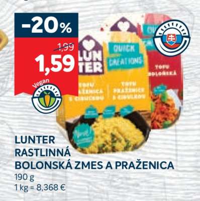 Lunter rastlinná boloňská zmes a praženica