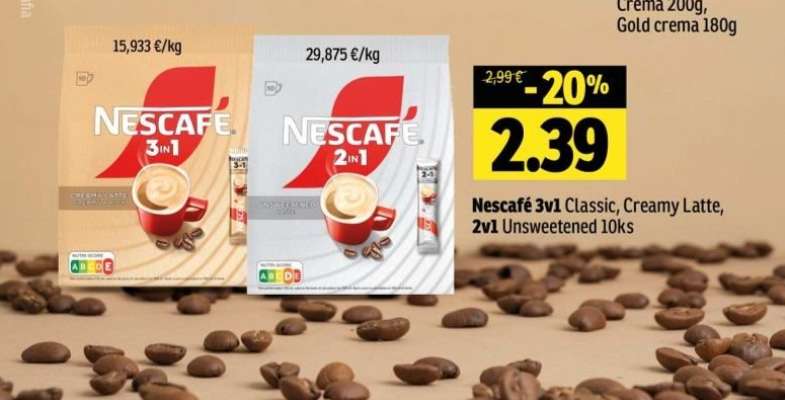 Nescafé 3v1 Classic, Creamy Latte, 2v1 Unsweetened 10ks