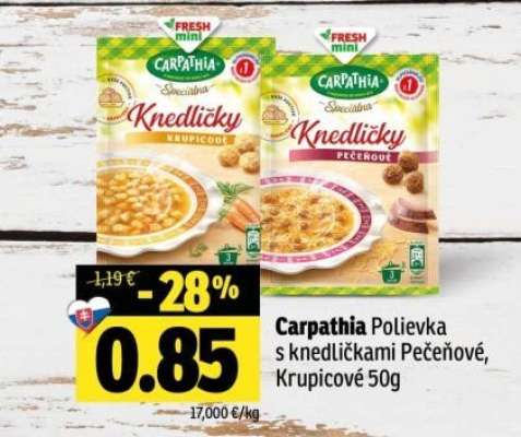 Carpathia polievka s knedličkami Pečenové, Krupicové 50g