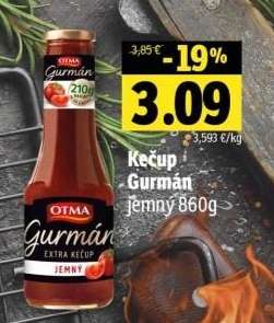 Kečup Gurmán jemný 860g