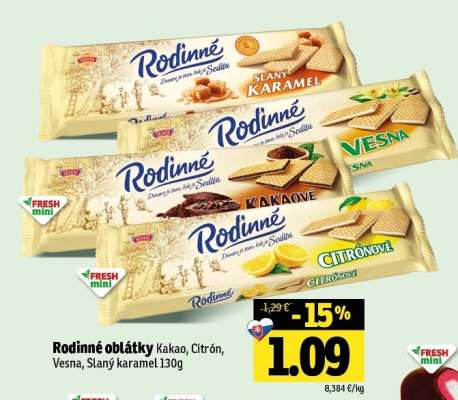Rodinné oplátky Kakao, Citrón, Vesna, Slaný karamel 130g