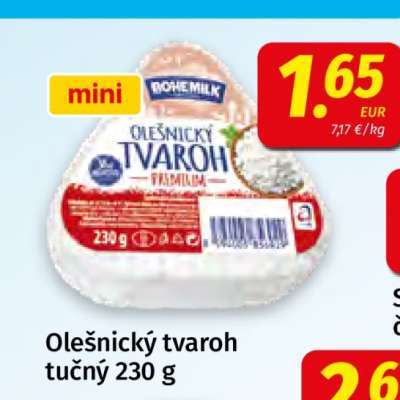 Olešnický tvaroh tučný 230 g