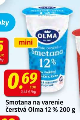 Smotana na varenie čerstvá Olma 12% 200 g