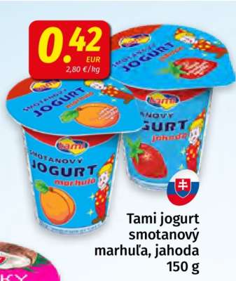Tami jogurt smotanový marhuľa, jahoda 150 g