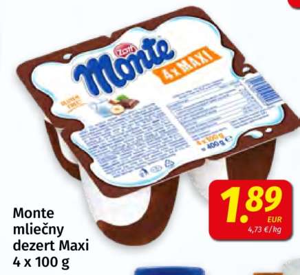 Monte mléčný dezert Maxi 4 x 100 g