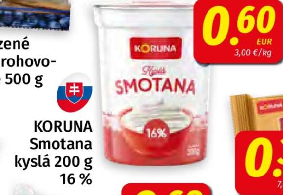 KORUNA Smotana kyslá 200 g 16%