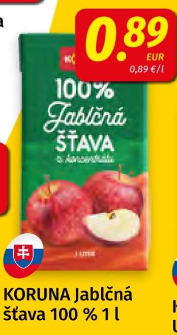 KORUNA Jablčná šťava 100% 1 l