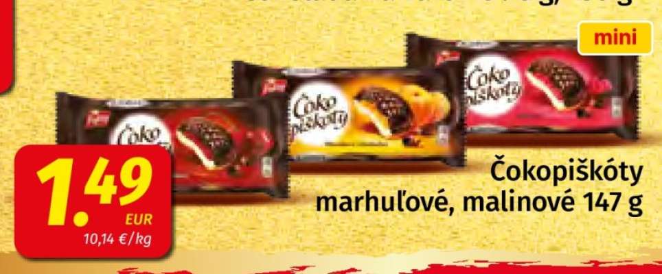 Čokopiškóty marhuľové, malinové 147 g