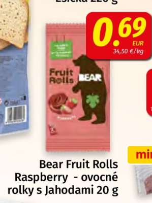 Bear Fruit Rolls Raspberry