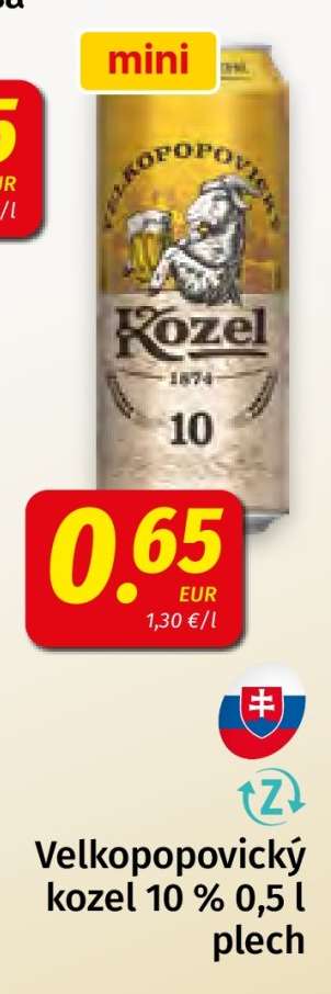 Velkopopovický kozel 10% 0,5 l / plech