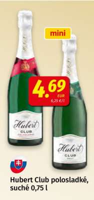 Hubert Club polosladké, suché 0,75 l