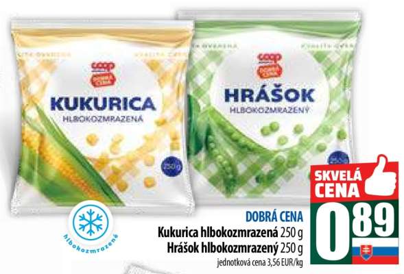 Kukurica a Hrášok hlboko zmrazené
