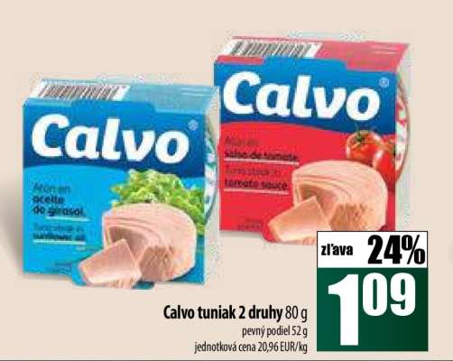 Calvo tuniak 2 druhy 80 g