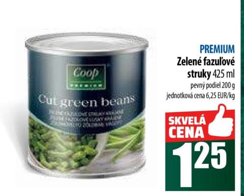 PREMIUM Zelené fazuľové struky 425 ml