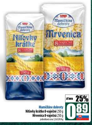 Mamičkine dobroty Niťovky krátke 8-vaječné 250 g Mrvenica 8-vaječná 250 g