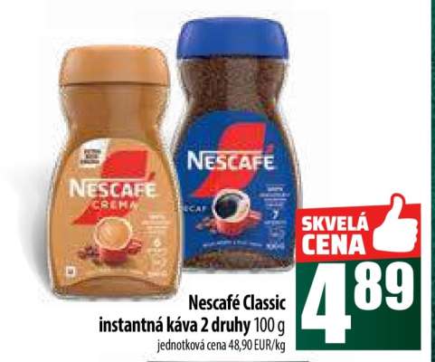 Nescafé Classic instantná káva 2 druhy