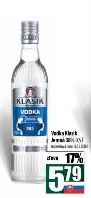 Vodka Klasik Jemná 38% 0,5 l