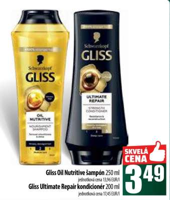 Gliss Oil Nutritive šampón 250 ml / Gliss Ultimate Repair kondicionér 200 ml