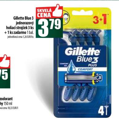 Gillette Blue 3 jednorazový holiaci strojček 3 ks + 1 ks zadarmo