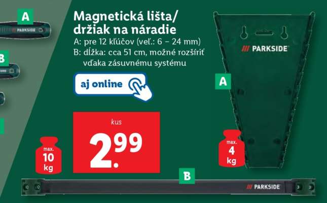 Magnetická lišta/ držiak na náradie