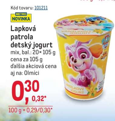 Lapková patrola detský jogurt