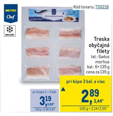 Treska obyčajná filety