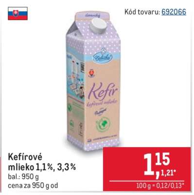 Kefírové mlieko 1,1%, 3,3%