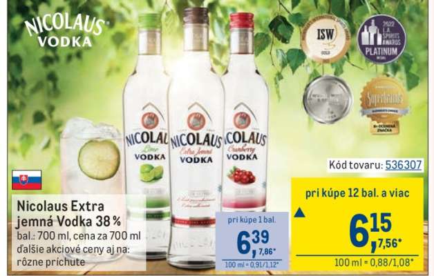 Nicolaus Extra jemná Vodka 38 %