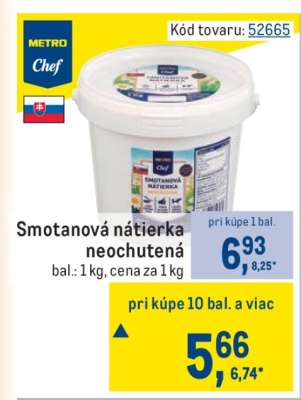 Smotanová nátierka neochutená