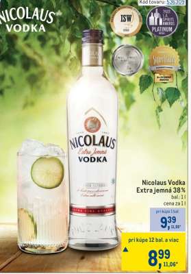 Nicolaus Vodka Extra Jemná 38 %