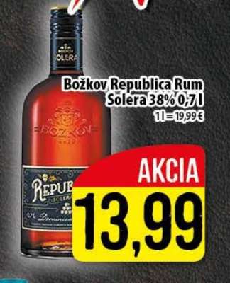Božkov Republica Rum Solera 38% 0,7 l