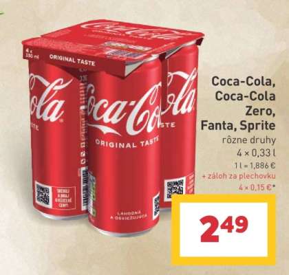 Coca Cola / Coca Cola Zero /Fanta / Sprite