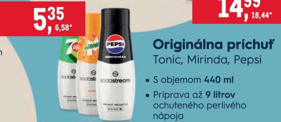 Originálna príchuť Tonic, Mirinda, Pepsi