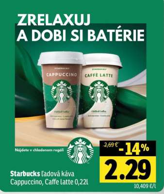 Starbucks ľadová káva Cappuccino, Caffe Latte 0,22l