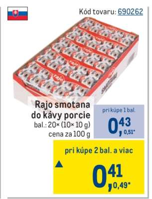 Rajo smotana do kávy porcie