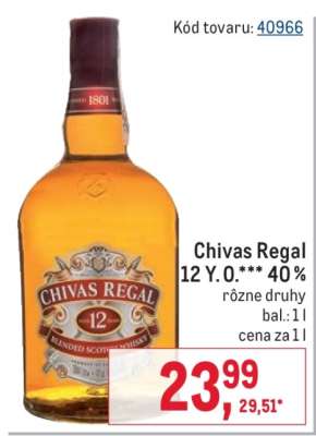 Chivas Regal 12 Y. O.** 40 %