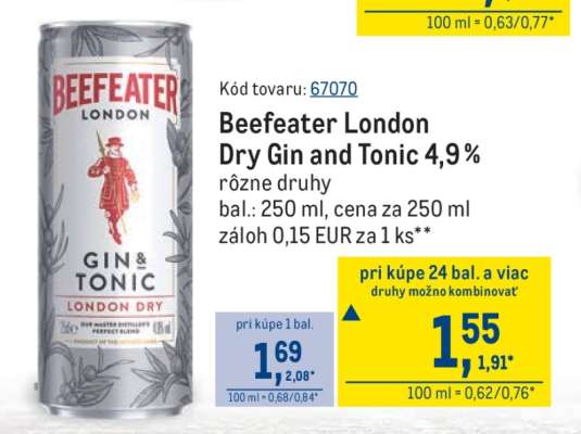 Beefeater London Dry gin and tonic 4,9 %