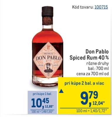 Don Pablo Spiced Rum 40 %