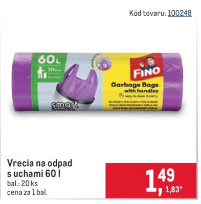 Vrecia na odpad s uchami 60 l