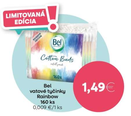 Bel vatové tyčinky Rainbow 160 ks