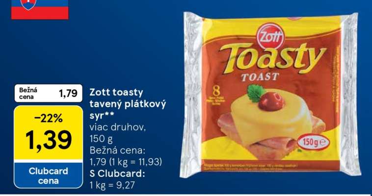 Zott toasty tavený plátkový syr**