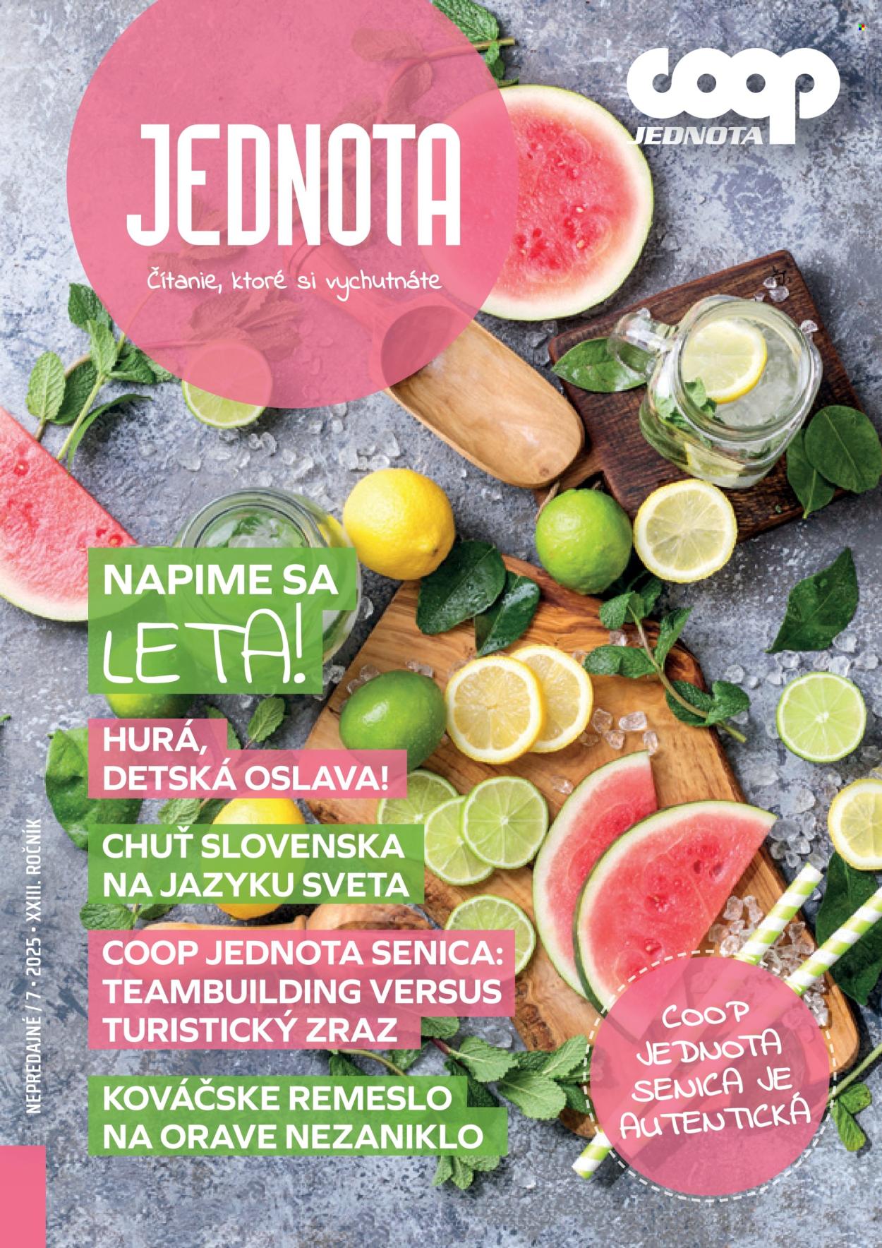 Leták COOP Jednota - 1.7.2025 - 31.7.2025. Strana 1