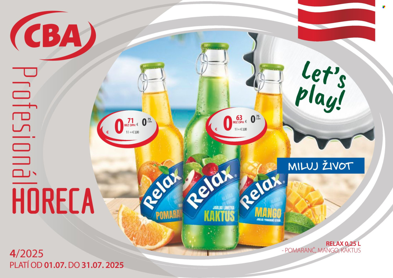 Leták CBA Komfos - 1.7.2025 - 31.7.2025. Strana 1